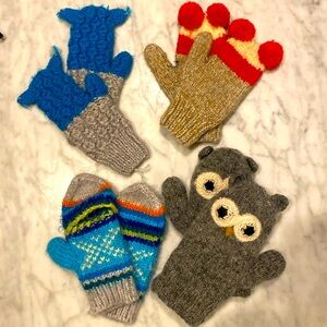 Kids mittens one size 83% acrylic 17% alpaca bundle of four pairs